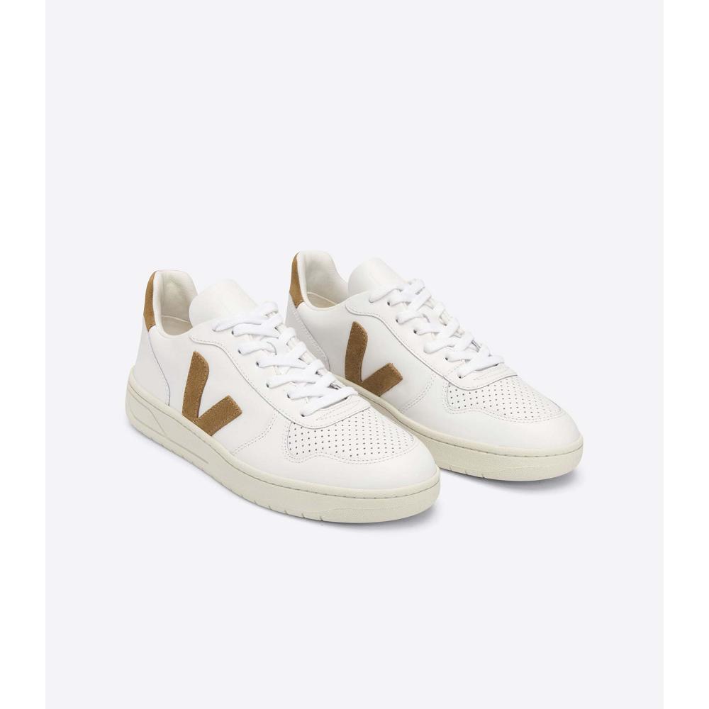 Αθλητικά Παπούτσια ανδρικα Veja V-10 LEATHER White/Brown | GR 329CTV